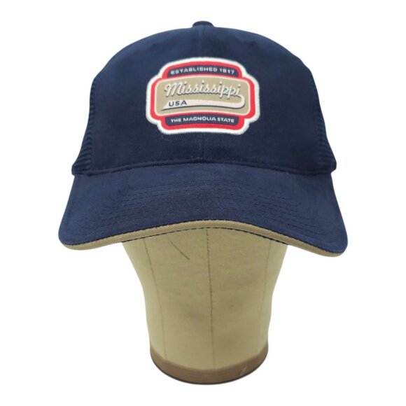 Mississippi Magnolia State Mesh Back Tuck Strap Cap Trucker Embroidered Logo Hat - Picture 13 of 14